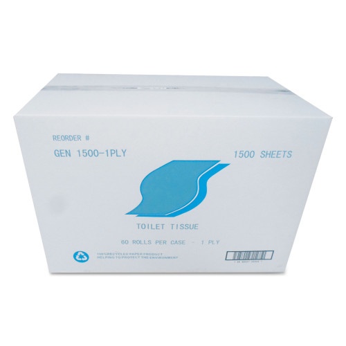 Gen® Small Roll Toilet Paper, 1-Ply, 1,500 Sheets, 60 Rolls
