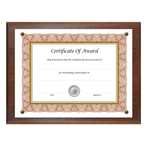 NuDell Award-A-Plaque Document Holder, Acrylic/Plastic, 10.5 x 13, Walnut