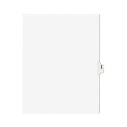 Avery-Style Preprinted Legal Side Tab Divider, 26-Tab, Exhibit F, 11 x 8.5, White, 25/Pack