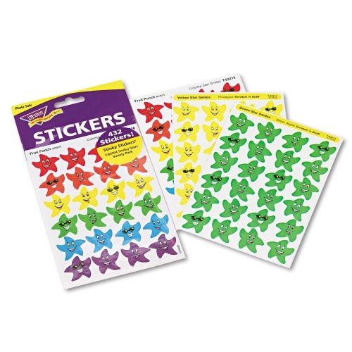 TREND Stinky Stickers Variety Pack, Smiley Stars, Assorted Colors, 432/Pack