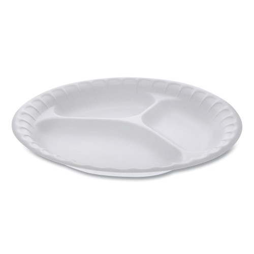 Pactiv Placesetter Satin Non-Laminated Foam Dinnerware 3-Compartment Plate