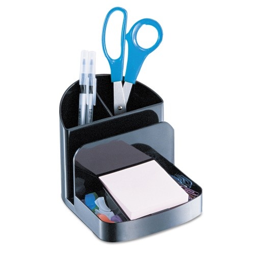 Officemate Recycled Desktop Supplies Organizer, 5 Compartments, Plastic, Black
