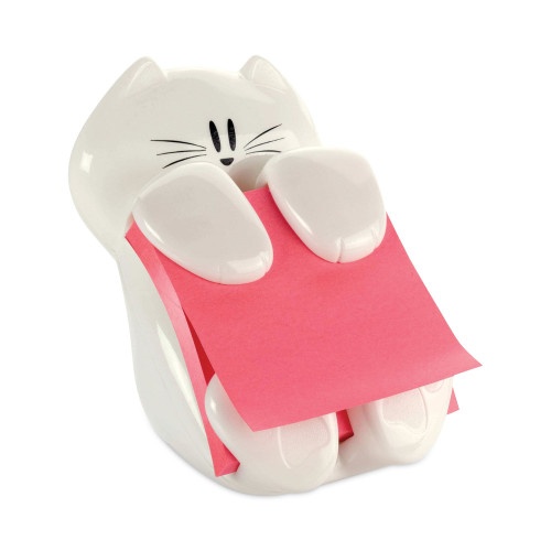 Post-It Cat Notes Dispenser, For 3 x 3 Pads, White, Includes Rio De Janeiro Super Sticky Pop-Up Pad