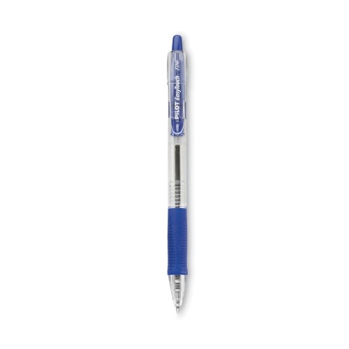 Pilot EasyTouch Ballpoint Pen - Fine 0.7 mm, Blue Ink, Clear Barrel, Dozen