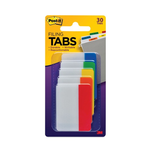 Post-It Solid Color Tabs, 1/5-Cut, Assorted Colors, 2" Wide, 30/Pack