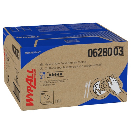 Wypall X80 Foodservice Towel - Kimfresh Antimicrobial Hydroknit, 12 x 23.4, Unscented, White/Blue Stripe, 150/Carton