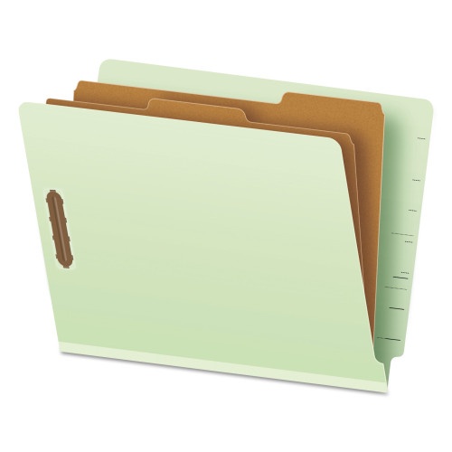 Pendaflex End Tab Classification Folders, 2.5" Expansion, 2 Dividers, 6 Fasteners, Letter Size, Pale Green Exterior