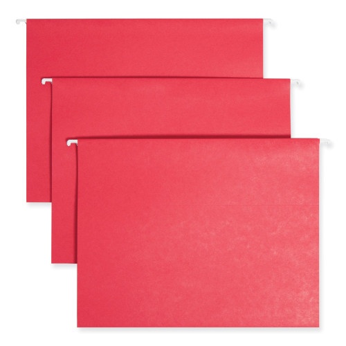 Smead Tuff Hanging Folders with Easy Slide Tab, Letter Size, 1/3-Cut Tabs, Red, 18/Box