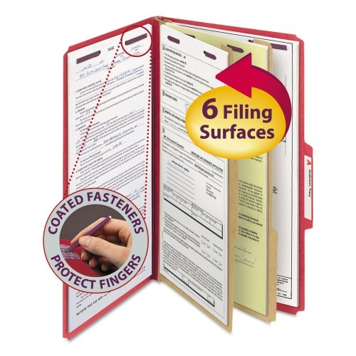 Smead Six-Section Pressboard Top Tab Classification Folders