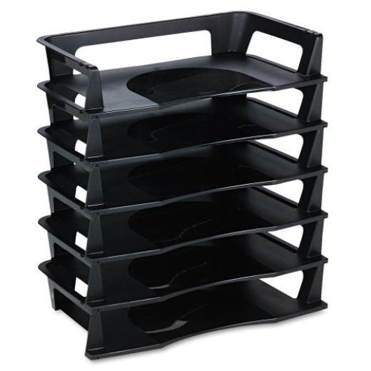 Rubbermaid Regeneration Recycled Plastic Letter Tray, 6 Sections, Letter Size Files, 9.13" X 15.25" X 2.75", Black