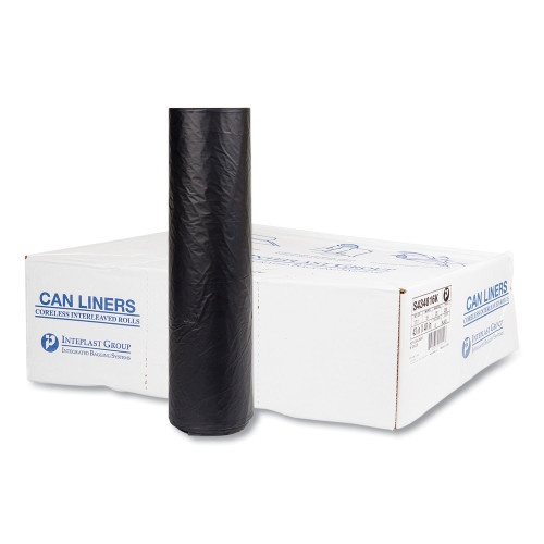 Inteplast Group High-Density Interleaved Commercial Can Liners, 60 Gal, 16 Microns, 43" x 48", Black