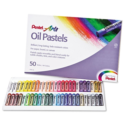 Pentel Oil Pastel Set With Carrying Case, 45 Assorted Colors