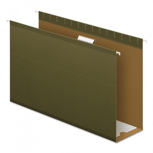 Pendaflex Extra Capacity Reinforced Hanging File Folders - 4" Capacity, Legal Size, 1/5-Cut Tabs, Green, 25/Box