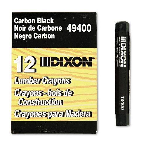 Dixon Lumber Crayons, 4.5 X 0.5, Carbon Black, Dozen