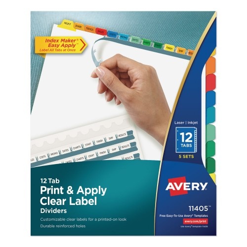 Avery Print and Apply Index Maker Clear Label Dividers, 12-Tab