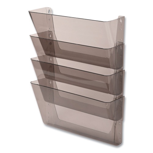 Deflecto Docupocket Stackable Four-Pocket Wall File, 4 Sections, Letter Size, Smoke