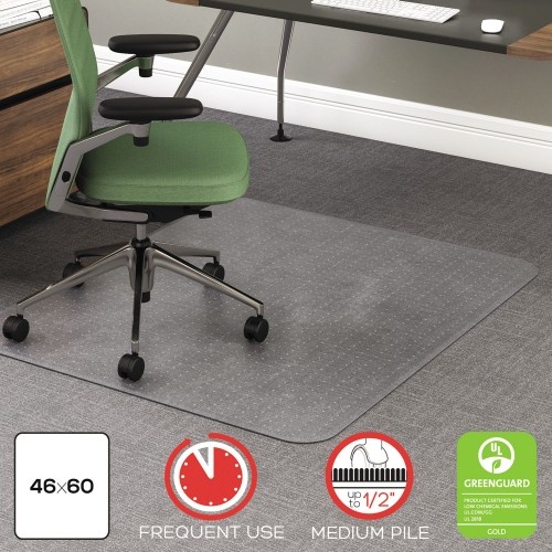Deflecto Rollamat Frequent Use Chair Mat, Medium Pile Carpet, Flat, 46 x 60, Rectangle, Clear