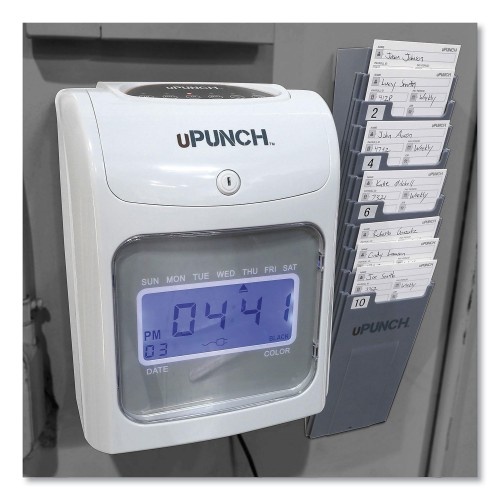 Upunch Electronic Calculating Time Clock Bundle, Lcd Display, Gray