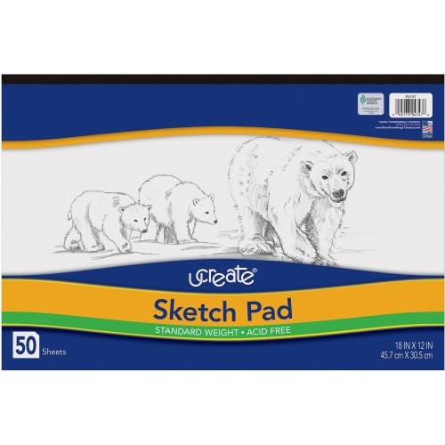 UCreate Medium Weight Sketch Pads - 50 Sheets, Acid-Free, White Sulphite Drawing Paper