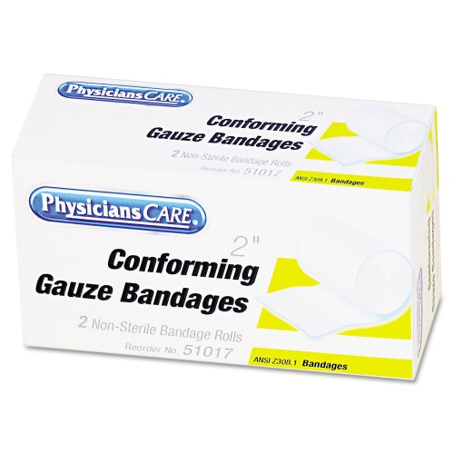 Physicianscare First Aid Conforming Gauze Bandage, Non-Sterile, 2" Wide, 2/Box