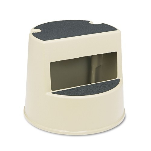 Rubbermaid Commercial Rolling Step Stool, Curved Design, 2-Step, Retracting Casters, 350 Lb Capacity, 16" Diameter X 13.5"H, Beige