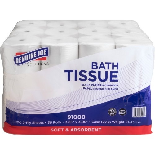 Genuine Joe® Standard Toilet Paper, 2-Ply,, 1,000 Sheets, 36 Rolls