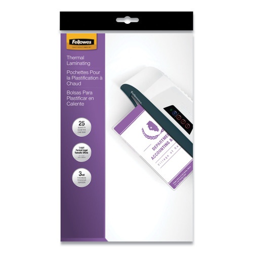 Fellowes Laminating Pouches, 3 Mil, 9" x 14.5", Gloss Clear, 25/Pack