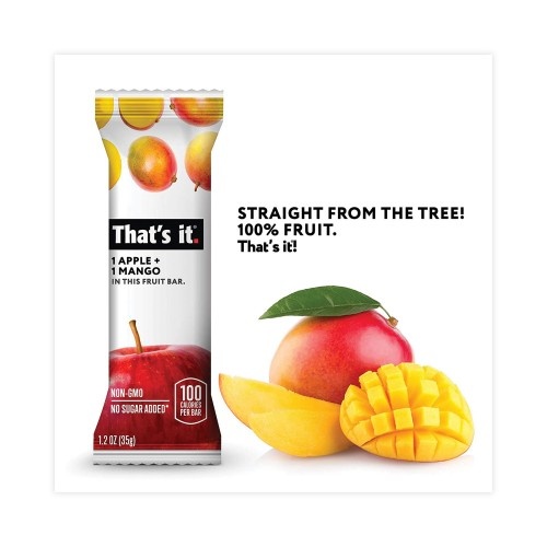 Thats It. Nutrition Bar, Gluten Free Apple and Mango Fruit, 1.2 oz Bar, 12/Carton