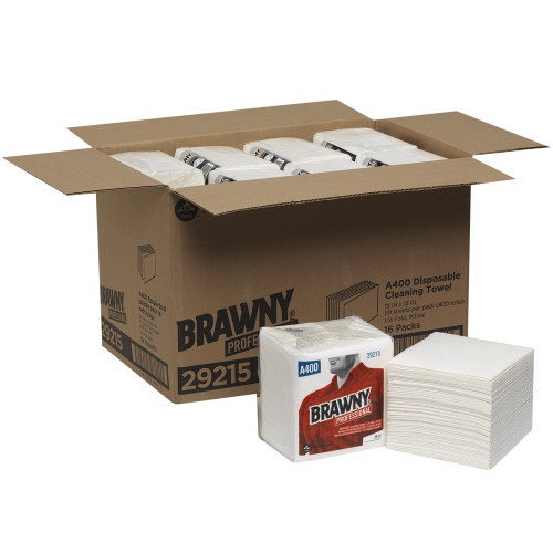 Brawny All Purpose Wipers, 13 x 13, White, 50/Pack, 16/Carton
