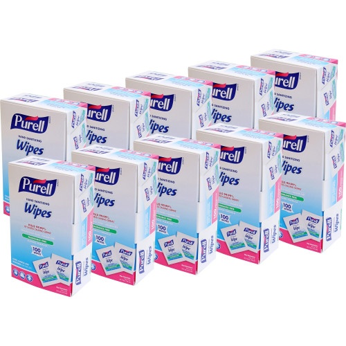 Purell Sanitizing Hand Wipes, Individually Wrapped, 5 x 7, Unscented, White, 1,000/Carton