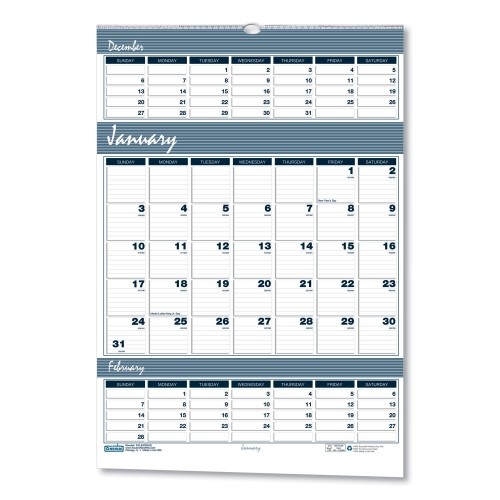House of Doolittle Bar Harbor Recycled Wirebound 3-Months-Per-Page Wall Calendar