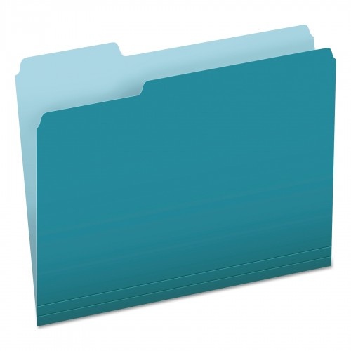 Pendaflex Colored File Folders, 1/3-Cut Tabs: Assorted, Letter Size, Teal/Light Teal, 100/Box