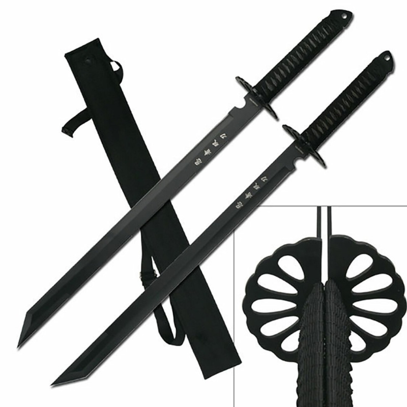 Two Piece Black 28" Ninja Sword Set