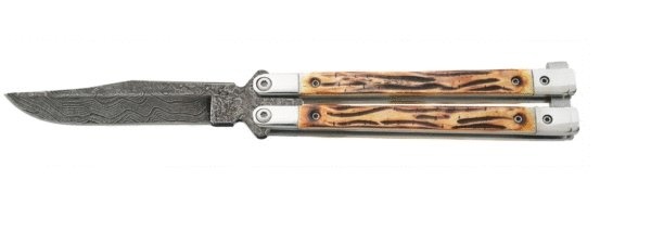 5 In. Genuine India Stag Bone Butterfly Damascus