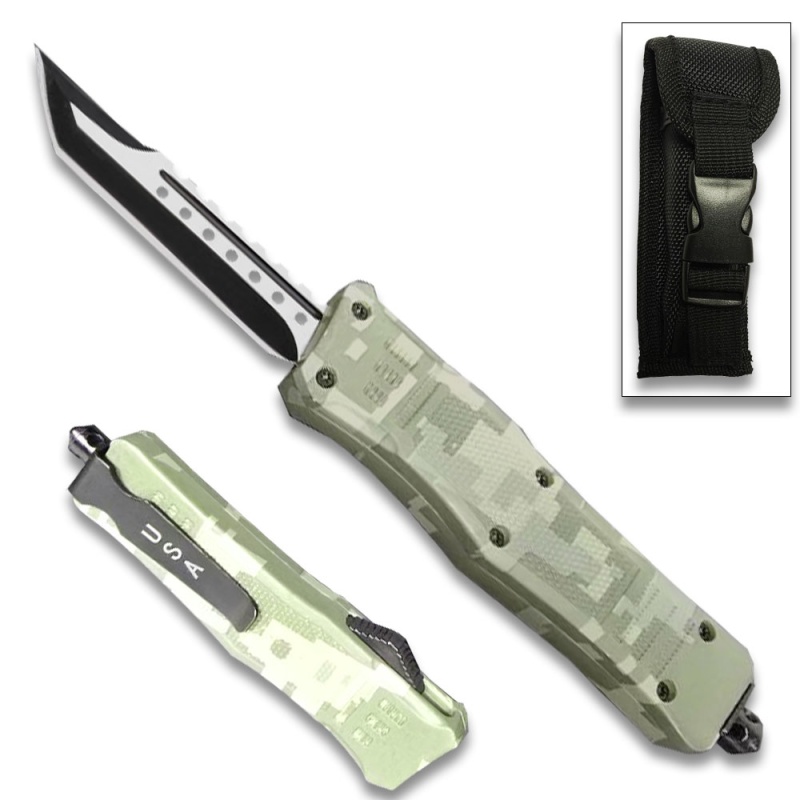 Camouflage Legacy Edge Otf Knife Tanto Point Blade New