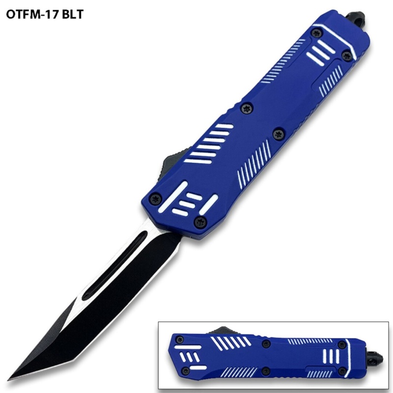 Blue White Hills Otf Tanto Blade W/Glass Breaker
