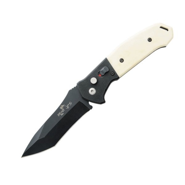 4 1/2 In. Auto Bold Action® V White Smooth Bone Handle W/Black Blade