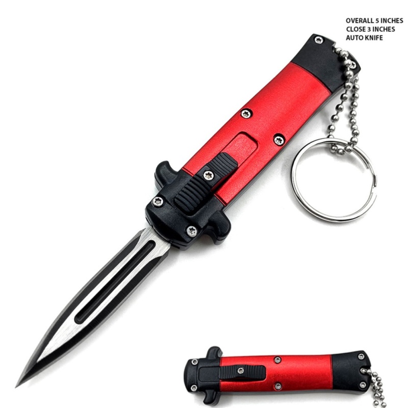 Mini Red Key Chain Otf Knife Double Edge Blade