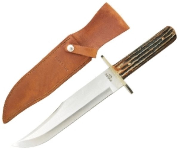 14 3/8 In. American Std Bowie Genuine India Stag Bone With Leather She