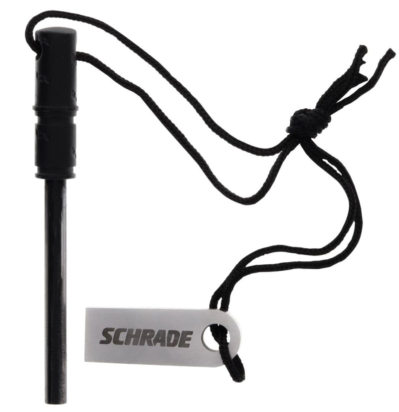 Schrade Delta Class Ferro Rod Fire Starter, Black Overmold Handle