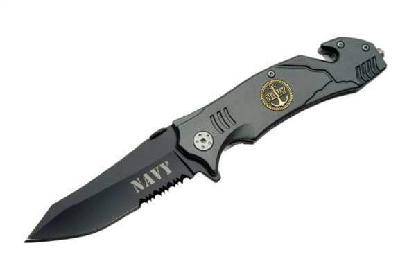 Rite Edge 300114-Nv - 4.5 Inch Gray Navy Folding Knife