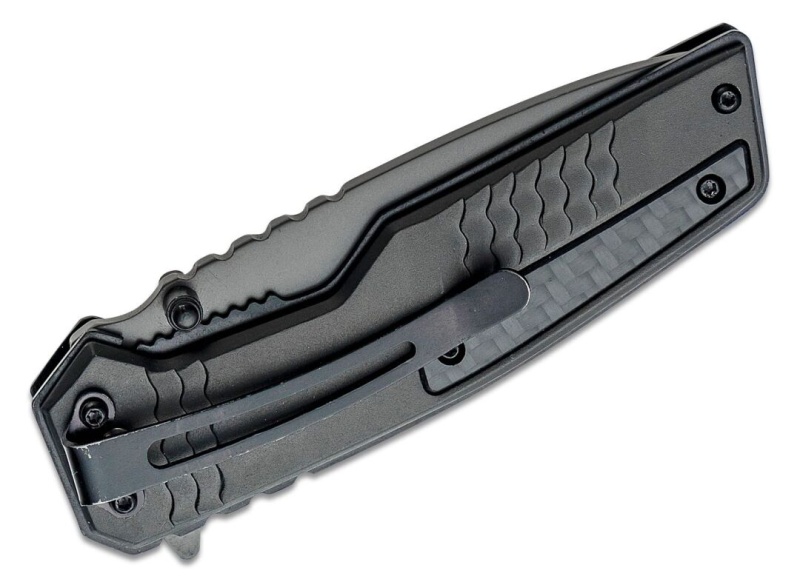Spec Ops Carbon Assisted Flipper Knife 3.5" Gray Combo Tanto Blade