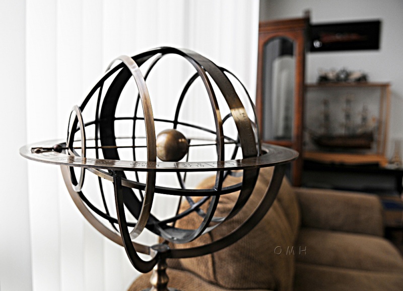 Brass Armillary With Wood Stand