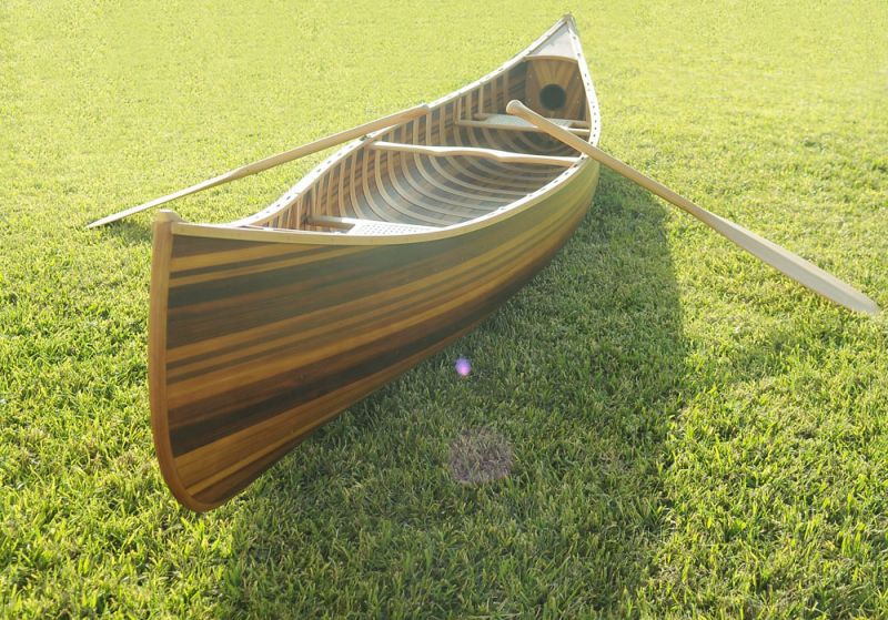 Wooden Canoe With Ribs Curved Bow Matte Finish 12 Ft