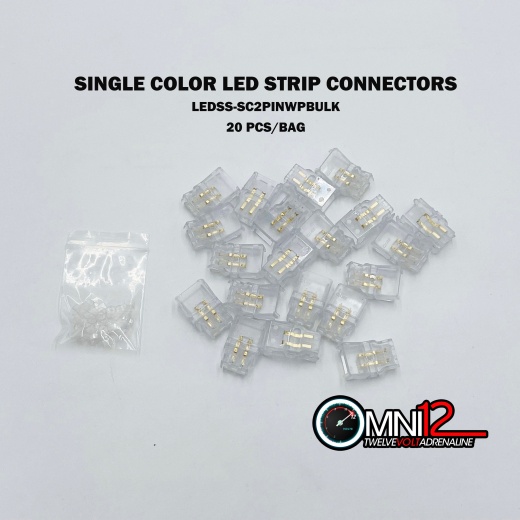 Omni12 Led Strips Connectors 2 Pin Ip67 Waterproof Connectors For Single-Color Led Strips 20 Pc/Bag