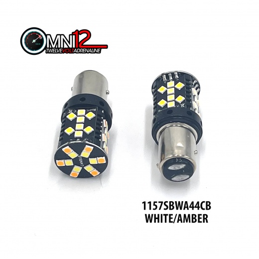1157 Switchbacks White/Amber Switchback W/Built-Tin Canbus LED Bulb Pair by Omni12