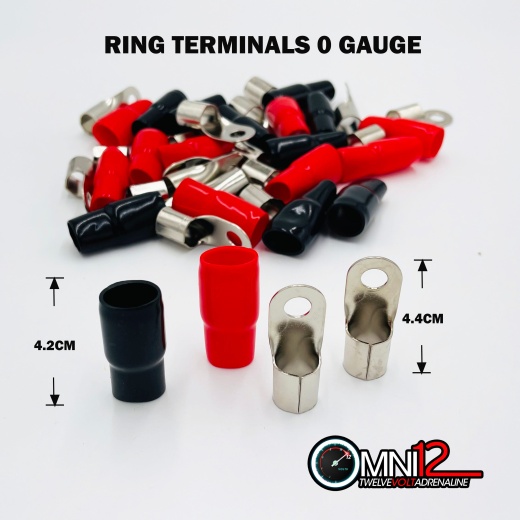 0 Gauge 4 Gauge Ring Terminals - 20Pack by Omni12