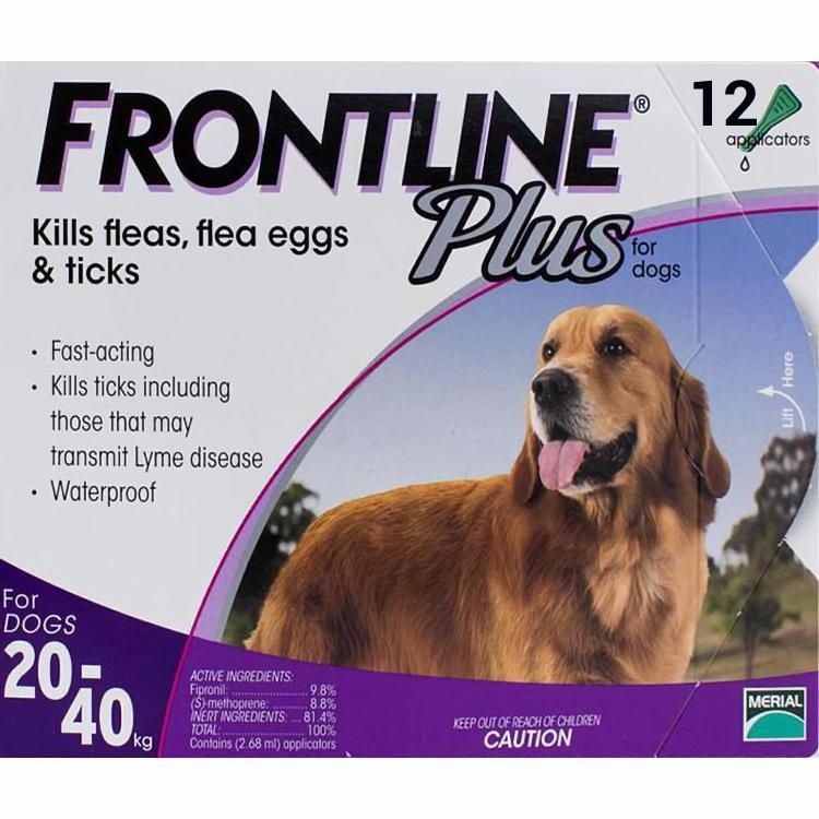 Frontline Plus For Dogs 44-88Lbs (20-40Kg) - 12 Pipettes