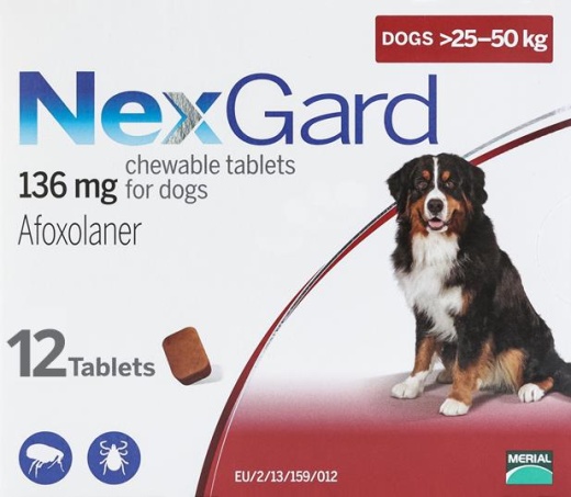 Nexgard For Dogs 60-121 Lbs (25-50 Kg) 12 Chewables - Buy Online
