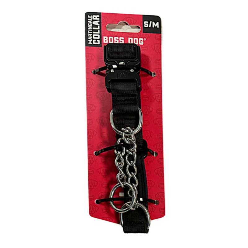Colar Boss Boss Dog Martingale Dog Collar Black, 1Ea/Sm/Md